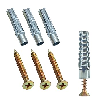 M6 Tree Shaped Steel Hollow Wall Anchor with Screws,Loose Hinge Hole Repair Kit for Concrete Wall, Metal Expansion Bolt for Drywall60Pcs
