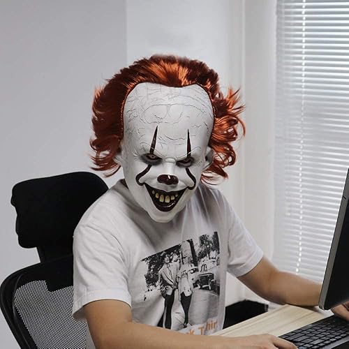 Miniatura 4 de Máscara de payaso de terror, máscara de payaso espeluznante para adultos, máscara de payaso de Halloween, accesorio de disfraz.