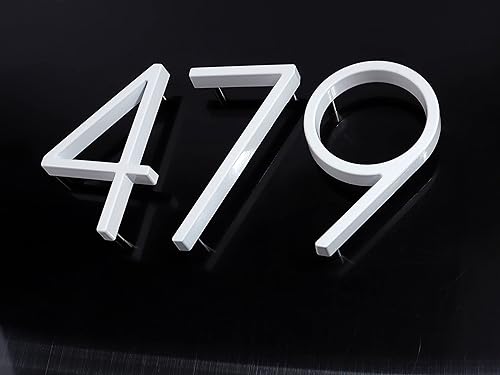 Miniatura 2 de Números de dirección blancos números de casa flotantes modernos de 5 pulgadas para exteriores, crea atractivas sombras interesantes, número 9 de