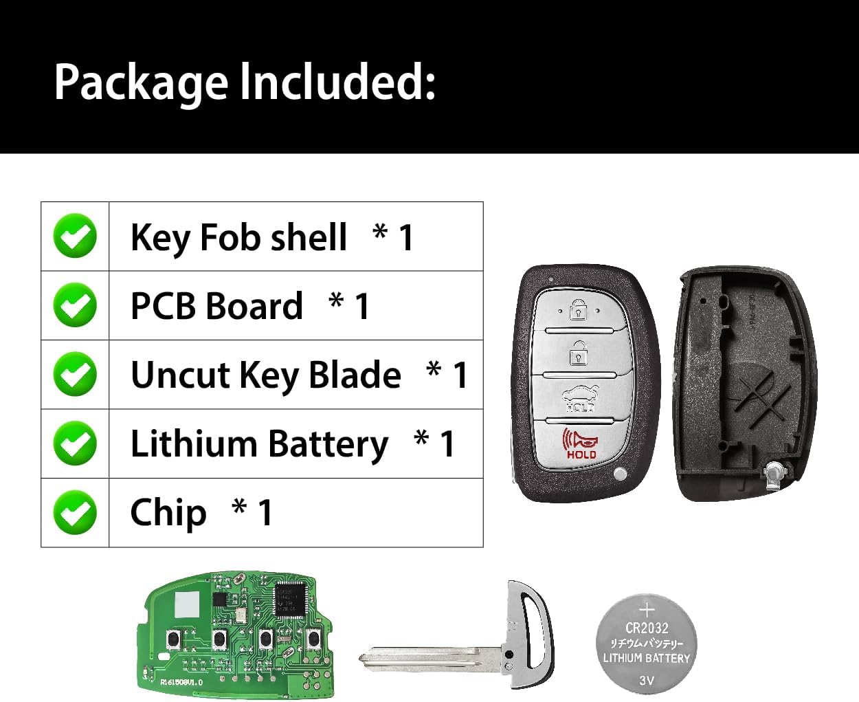Replacement for 2019 2020 Hyundai Elantra Key Fob Remote Control CQOFD00120 4 Buttons 434MHz