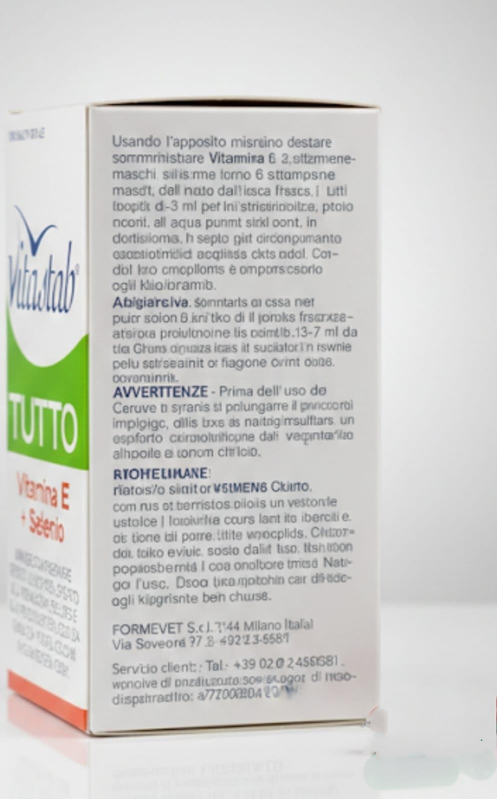 Vitastab TUTTO Vitamina E + Selenio, Integratore Liquido per Uccelli da Gabbia, Voliera e Colombi Viaggiatori, Supporto Preparazione Riproduzione, 100ml