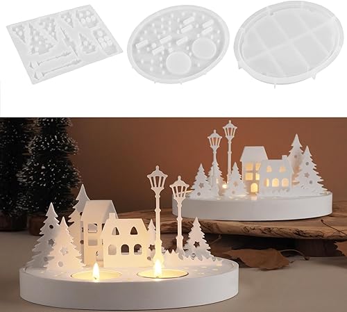 Miniatura 11 de Moldes de silicona para casa de Pascua, portavelas de casa 3D, moldes de fundición de resina epoxi para bricolaje, jabón, pasteles, arcilla, Estilo D