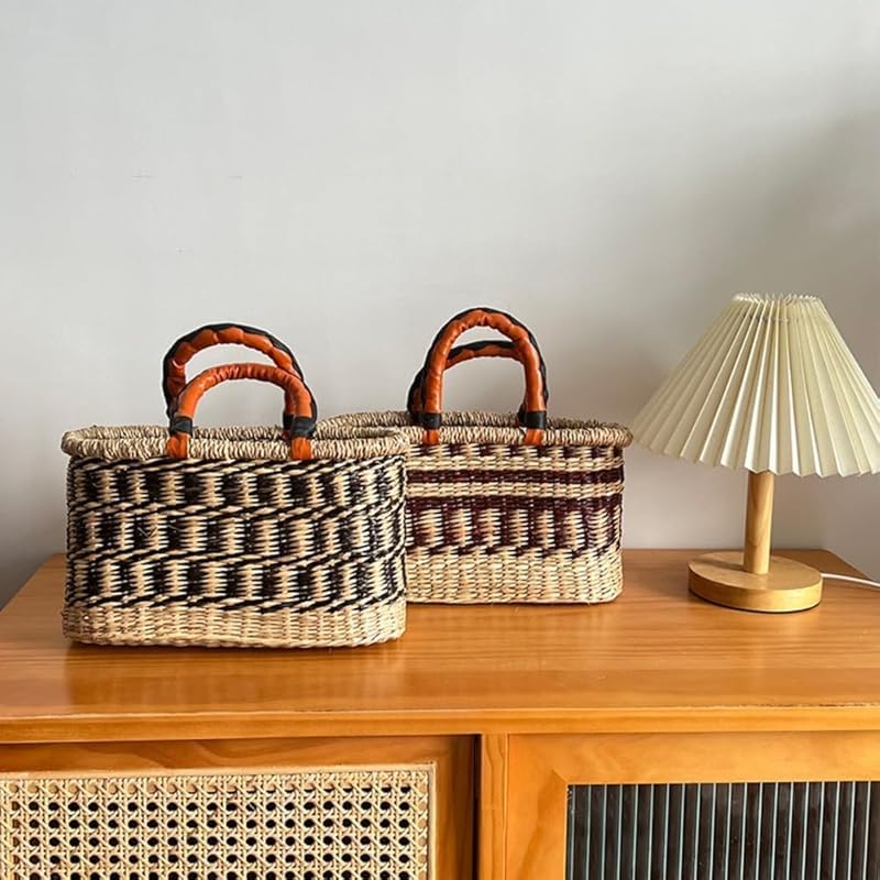 北欧海草手提げバスケット、、旅行家庭の特色手提げバッグ