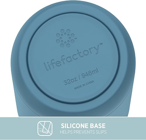 Miniatura 7 de Lifefactory Botella deportiva de acero inoxidable aislada al vacío con tapa de pajita, 32 onzas, mezclilla oscura