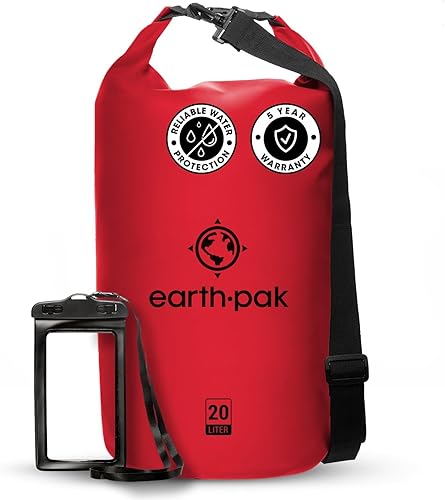 Earth Pak - Bolsa seca impermeable enrollable que mantiene el equipo seco, para kayak, rafting, canotaje, senderismo, campamento y pesca, con funda
