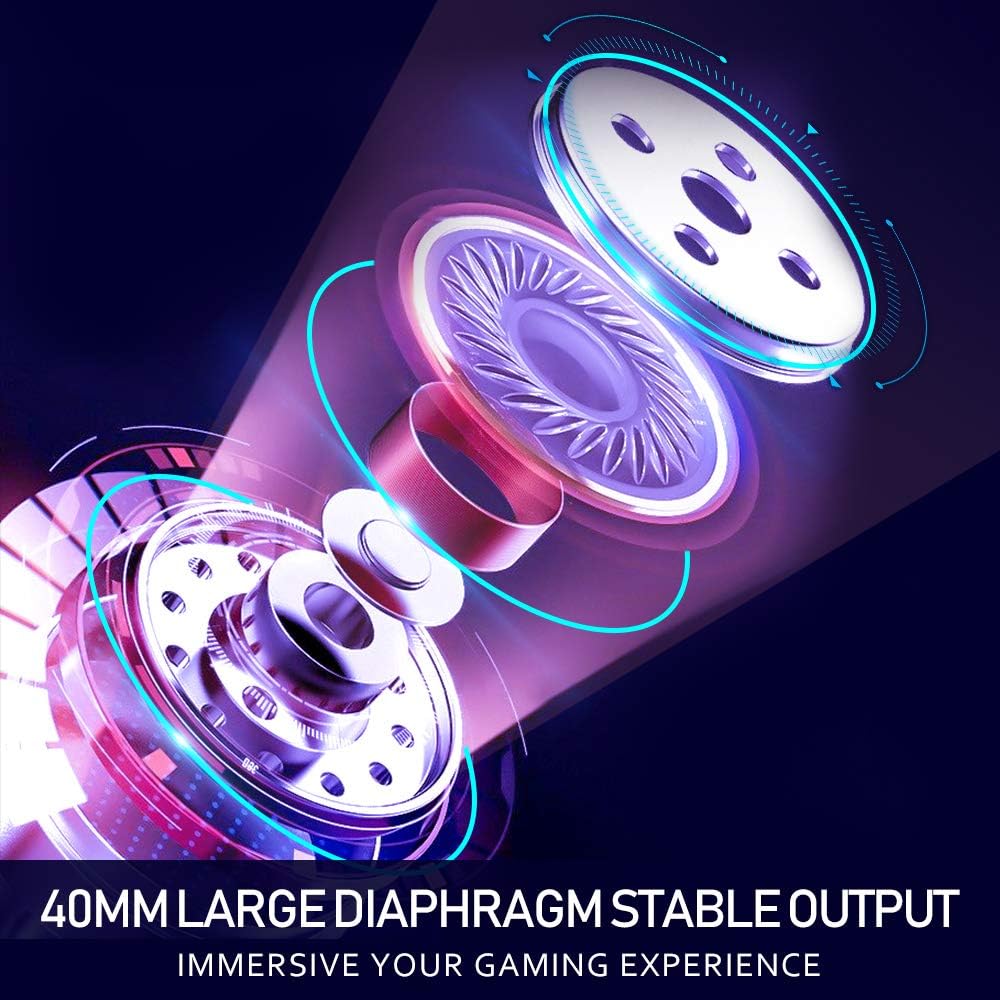 GTRACING Gaming Headset Ps4 Headset,Headset with Microphone/Noise Canceling/Led Light/ 3D Surround Stereo Sound Bass Soft Earmuffs,Pc Headset for Laptop, Ps4,Gaming Consoles,Games,Red