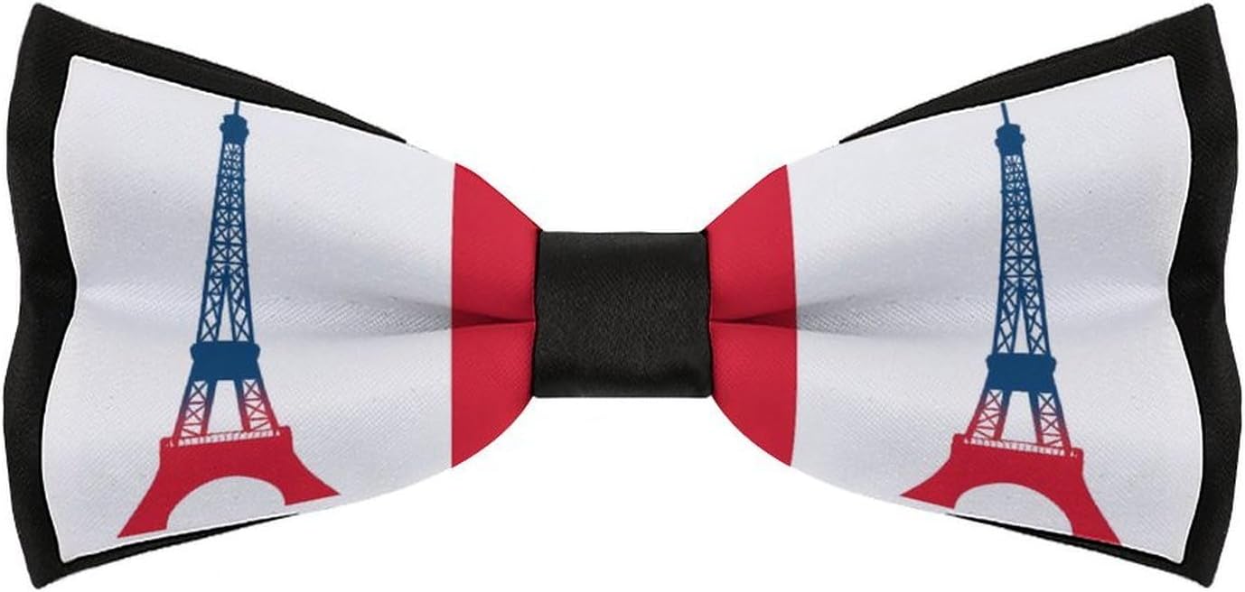France Eiffel Tower Flag Novelty Men's Bow Tie Pre-tied Adjustable Bowtie Accessories for Wedding Party