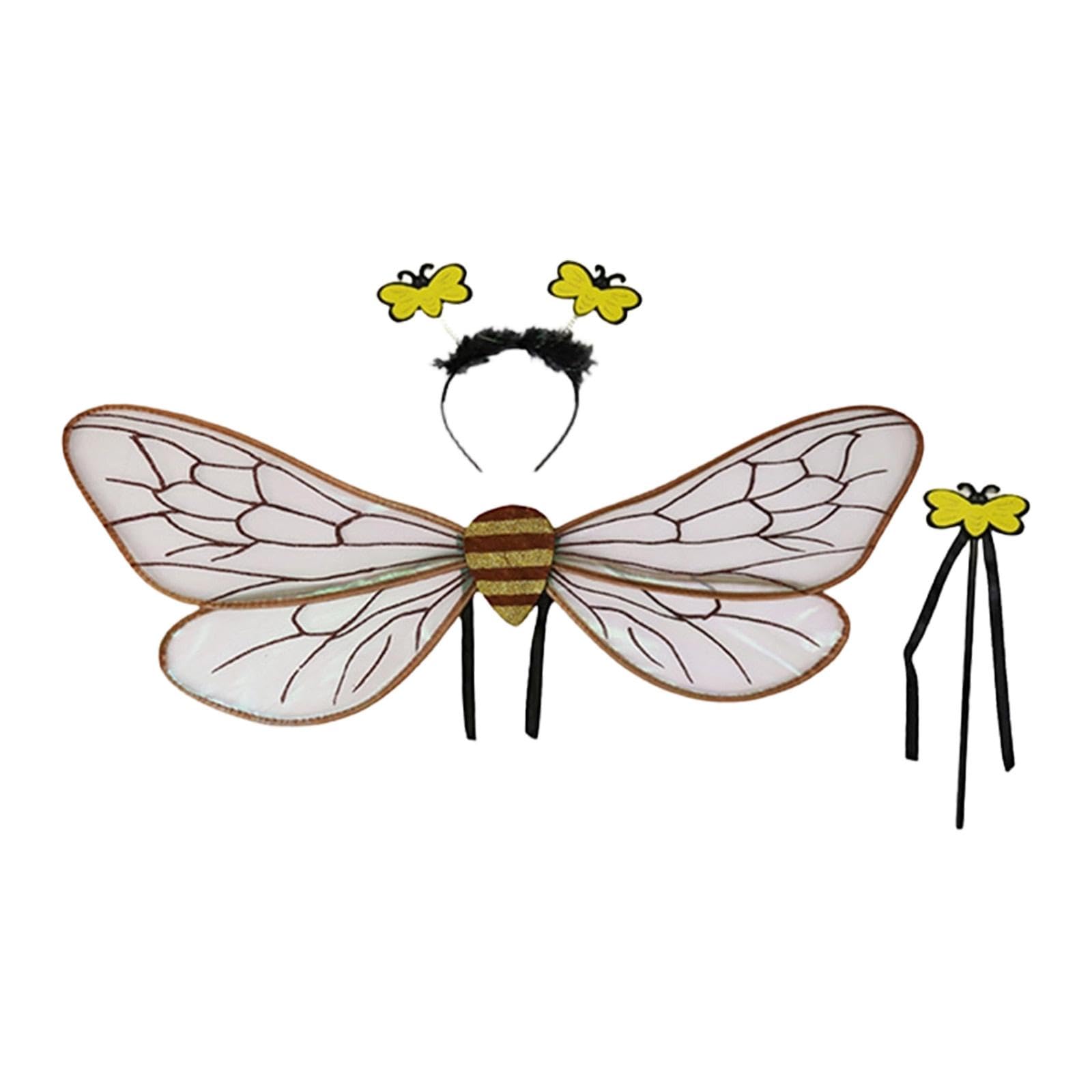 LOVIVER 3 Set Bee Wings & Headband, Costume Easy to Wear for Party, Stage, Halloween, Cosplay, Solves Quick Dress-Up Accessories,Black and Coffee — image 1