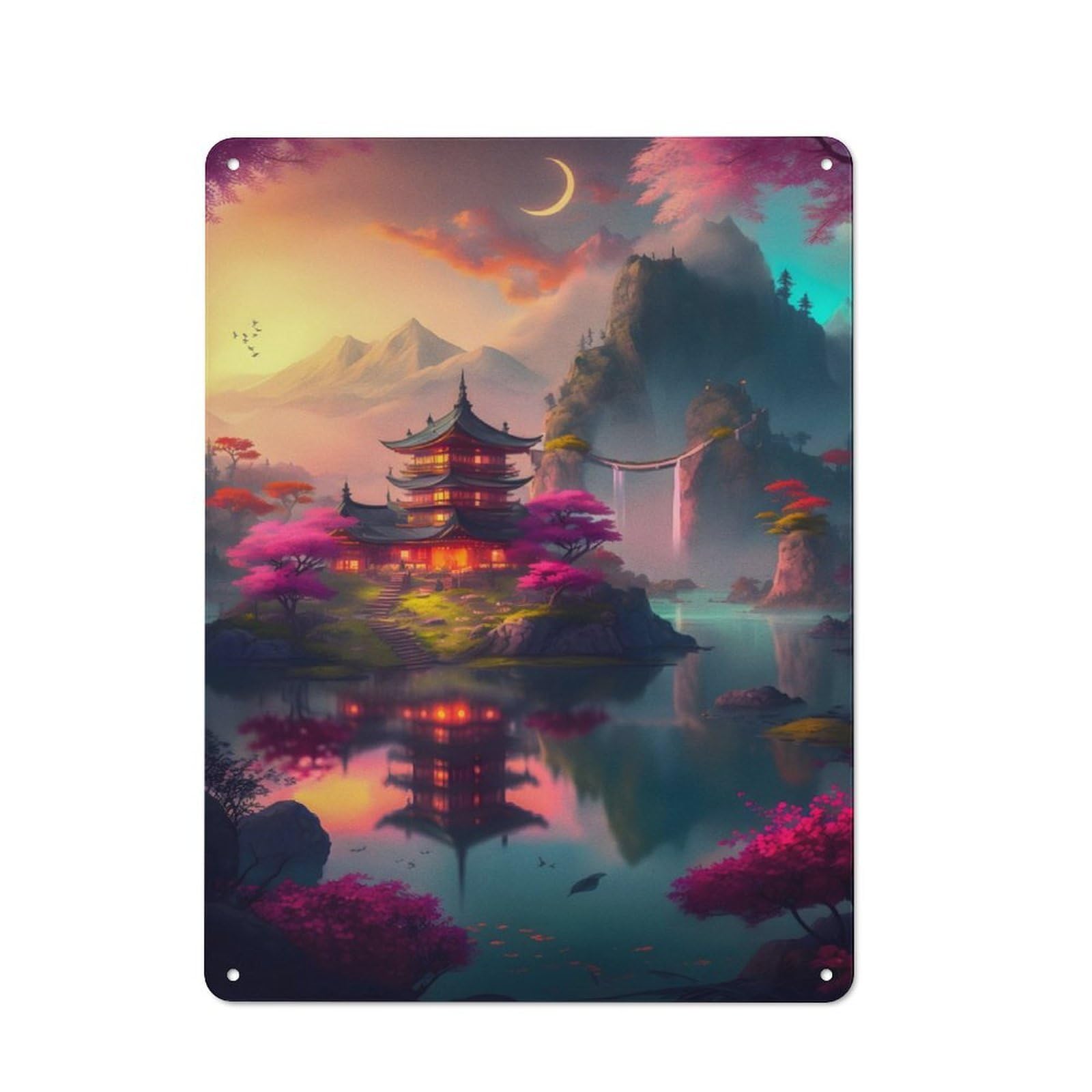 Junmoney Lake In The Middle Forest Metal Wall Sign 40X30cm, Rustic Decor For Hallway Wall, For Metal Sign Collectors, For Garage And Workshop Walls