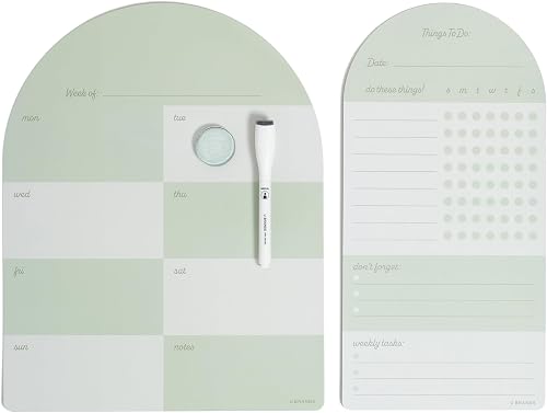 U Brands Dry Erase Calendar White Board for Fridge, 11" x 14", Sage Green