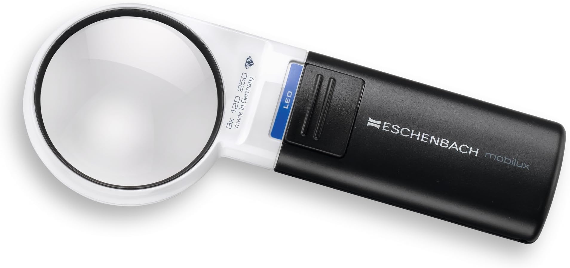 Eschenbach Optik MobiluxLED Handheld Magnifying Glass with LED Lighting Magnification: 3x Lens Size: (Diameter) 60 mm