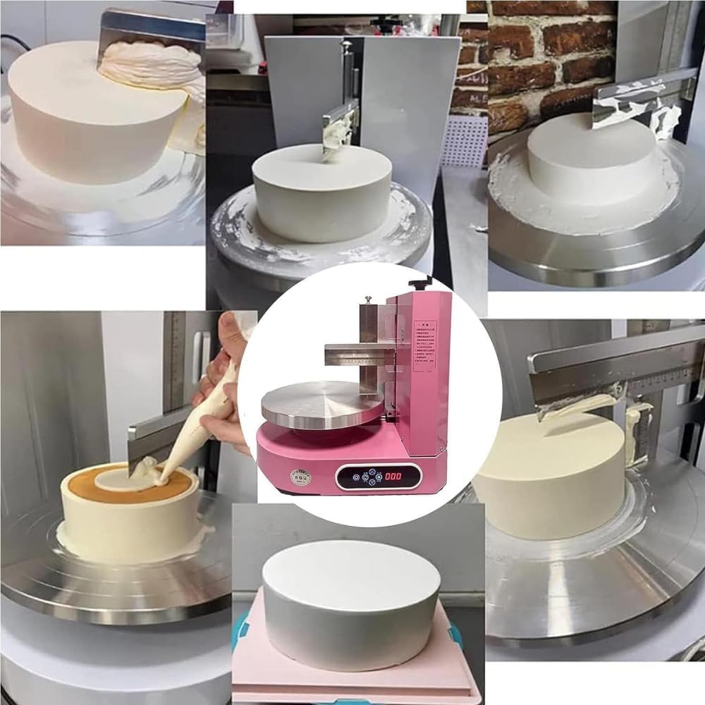 Automatic Birthday Cake Cream Smooth Coating Decoration Machine 4-12inch Cakes Butter Cream Spreading Machine Cake Bread Cream Jam Spreader