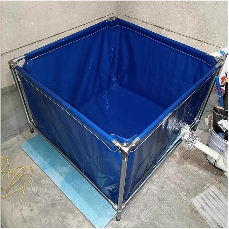 Aquarium Pool with Drain Valve,Aquaculture Water Tank Cistern Steel Frame Multifunction PVC Canvas Temporary Fish Pond,Portable 50x50x40cm Fish Tank - Clear Aquarium for Indoor/Outdoor Use,