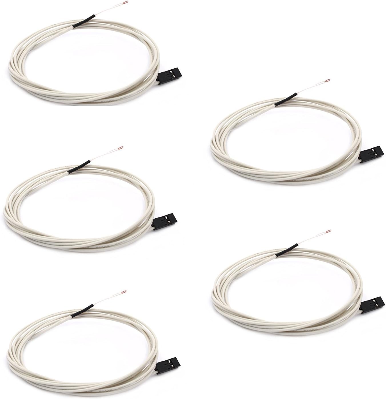 Happisland 5pcs NTC 3950 100K Thermistor with 1 Meter Wiring and Female Pin Head for RepRap 3D Printer Heatbed or Hot End