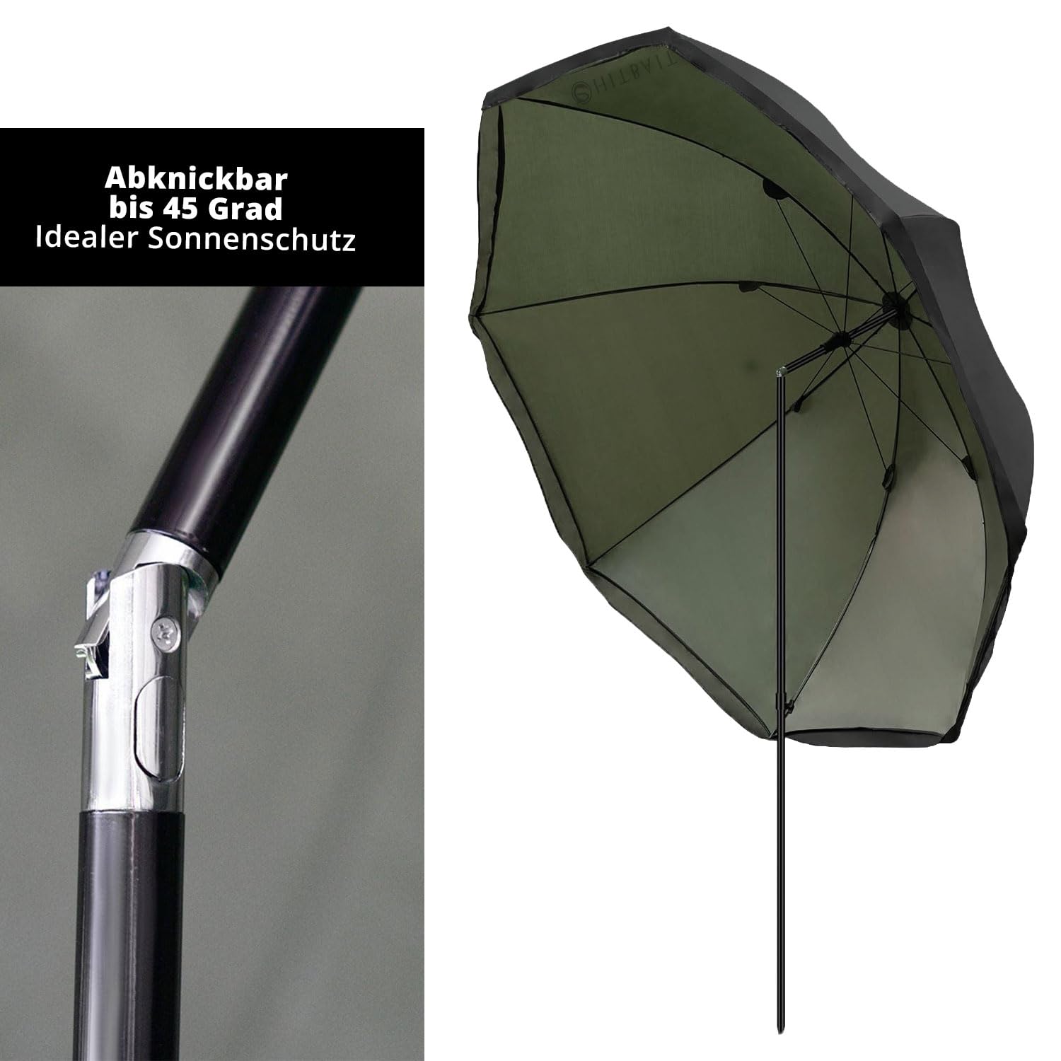 Angelschirm Wasserdichtes, Regenschirm Groß, Regenschirm Sturmfest, Angel Zubehör, Leicht Aufzubauen, Abnehmbar, Schnell Aufspannbar, Langlebig, mit Fenstern und Kappe Brechfähigkeit