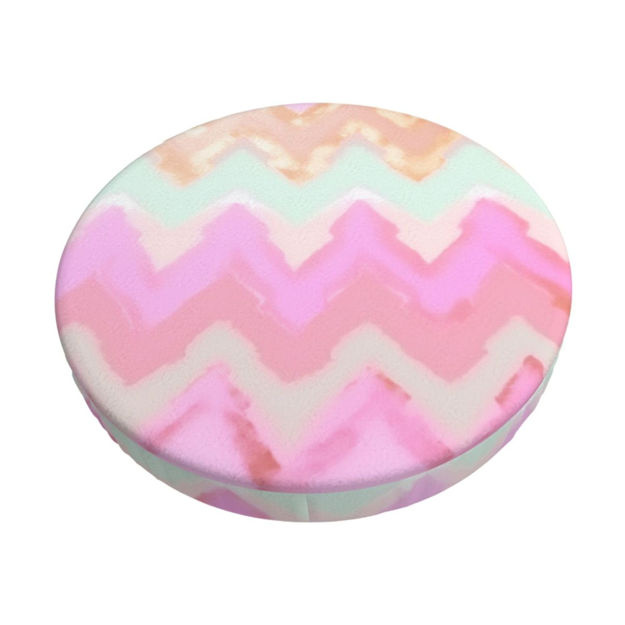 Velvet Round Stool Covers, 3 Layers Round Barstool Slipcovers with Thin Pad, Pink Texture Bar Stool Seat Covers Round Washable Stool Slipcover for Bar Round Chair