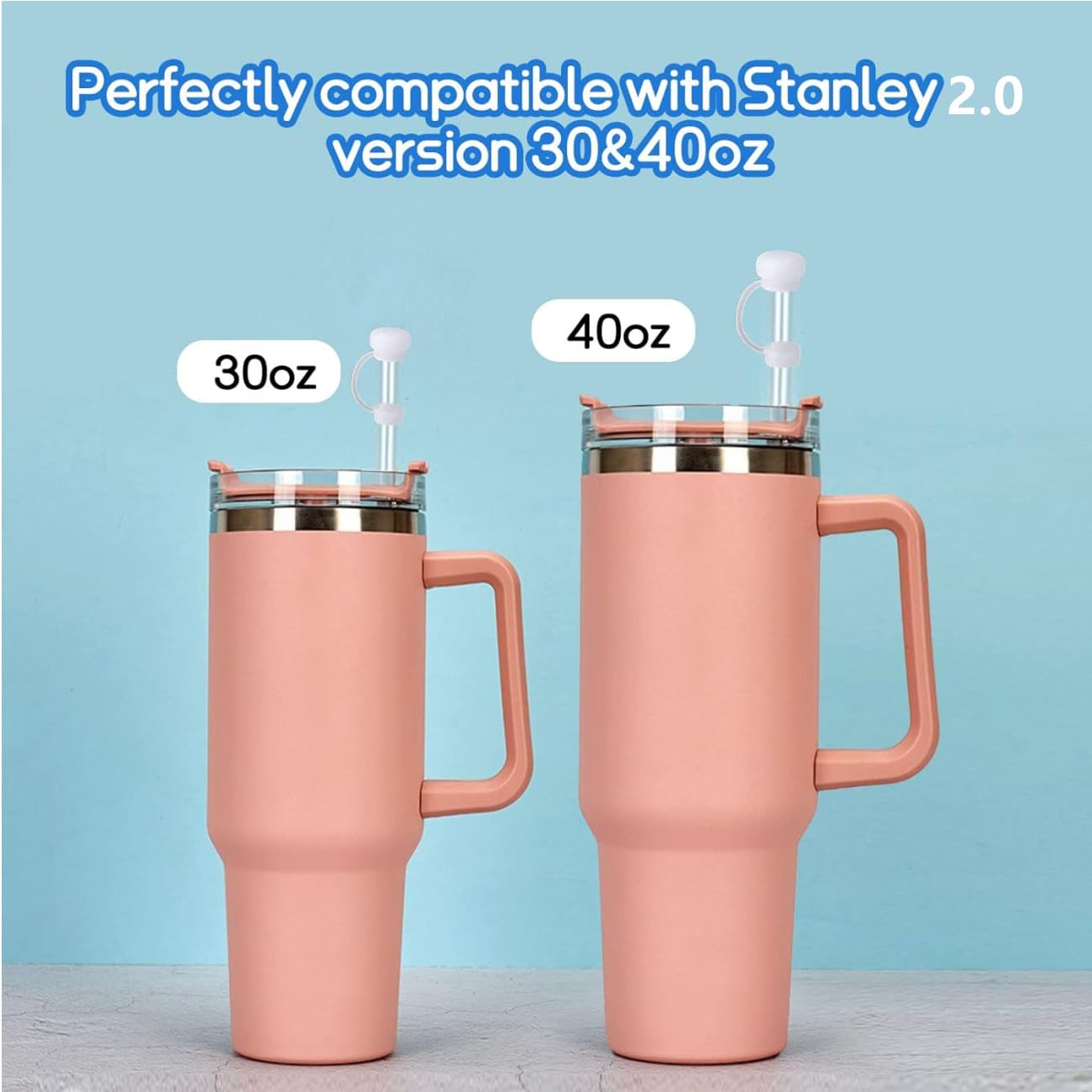 Silicone Tappo Fuoriuscita, 6 Tappi in Silicone a Prova di Fuoriuscite 40oz/30oz Riutilizzabili Trasparenti con Punta di Paglia per Accessori StanleyCups