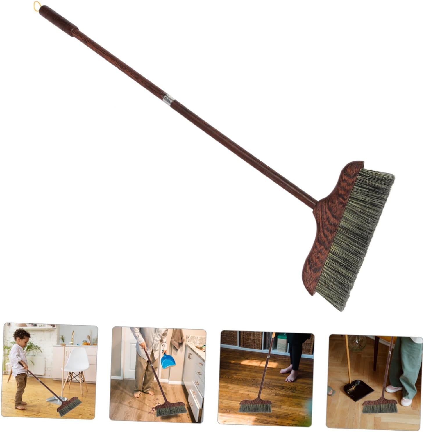 Ipetboom Long Handle Broom Rows Soft Bristles Home Cleaning Device Dust Pet Hair Removal Easy Installation