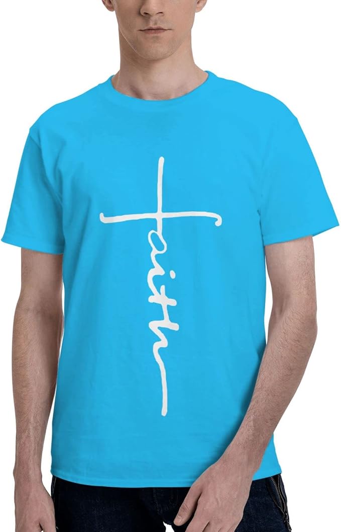 Men's Cross Faith Shirts Jesus Cross Tee Shirt Cotton Short