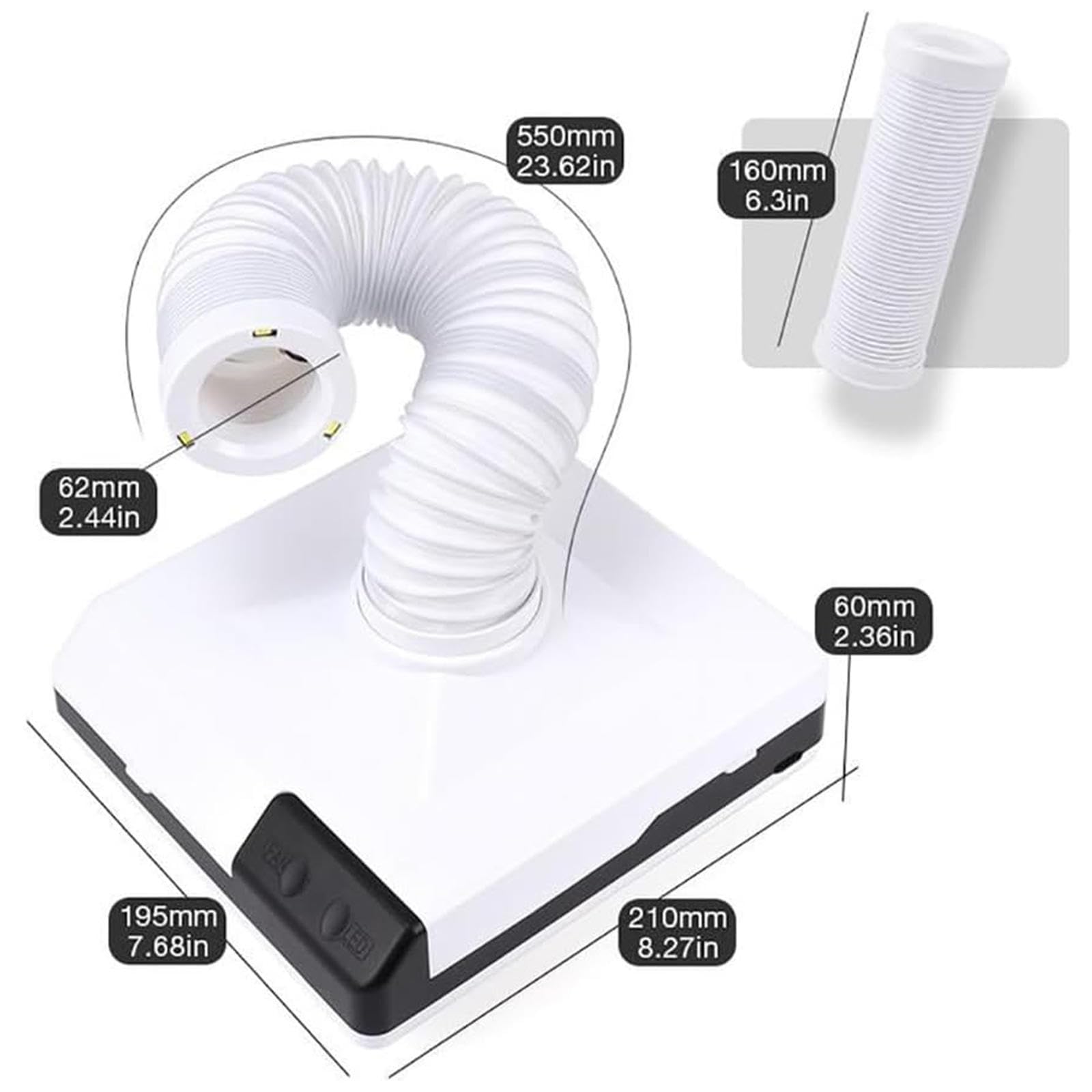 Aspiratore per Polveri per Lucidatura da Tavolo, Aspirapolvere per Lucidatura Dentale per Unghie con 3 Luci LED, Due Modi di Utilizzo, Tubo Flessibile con Rotazione a 360° per Laboratorio