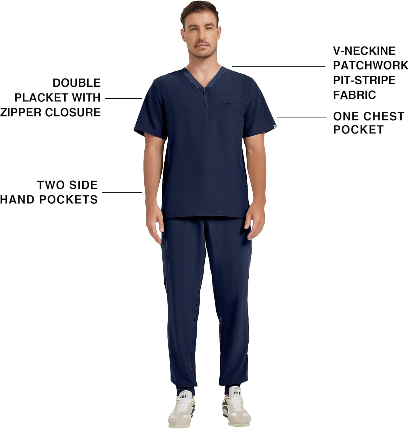 Kitmaz Men's Scrub Top - Professional V-Neck Scrub Shirt with 3 Pockets, Fluid & Wrinkle Resistant - Image 3