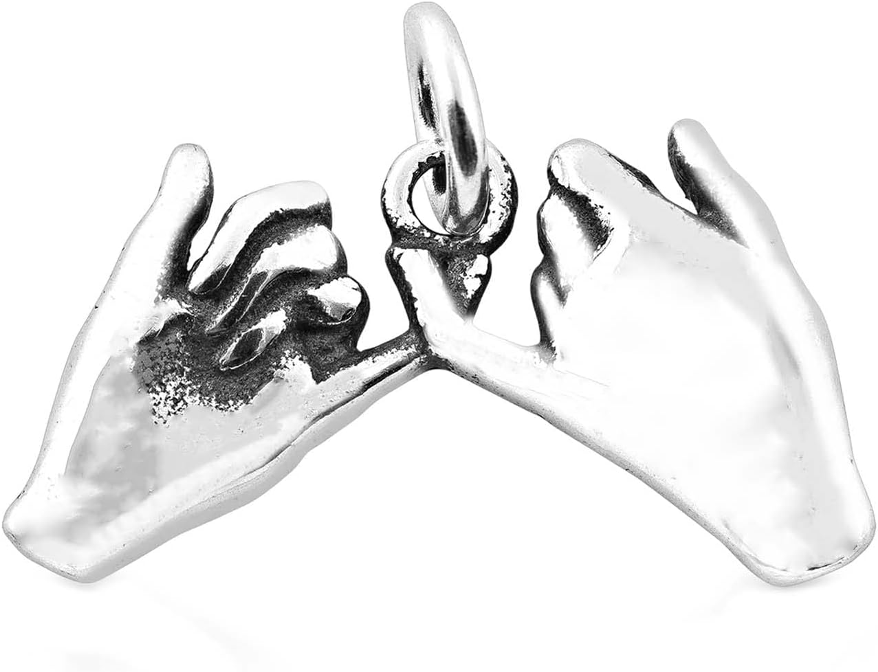 Pinky Promise Swear Hands Best Friends 925 Sterling Silver Charm Pendant Bracelet Jewelry Making Supply