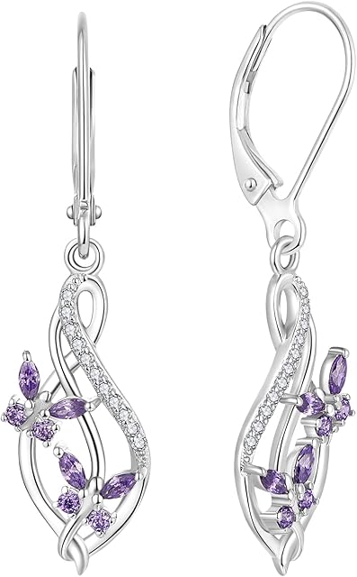 JO WISDOM Women Infinity Earrings,925 Sterling Silver Butterfly Leverback Dangle & Drop Earrings with 3A Cubic Zirconia