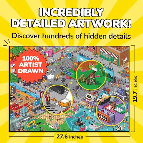 Image of Odd Pieces Jigsaw Puzzles 1000 Pieces with Storytelling Comics, for Women, White Elephant, Mystery Puzzle for Adults & Kids - 19.7'' x 27.6'' Frameable Magic Puzzle Art (Glitch)