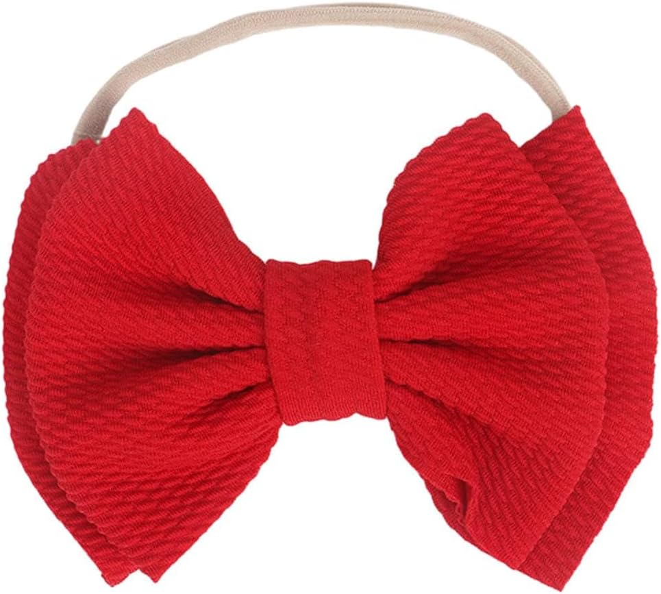 Baby Girl's 5 Inches Soft Double Bow-knot Nylon Headband Toddler Headdress for Photography Party Festivals (Red) — 사진 1