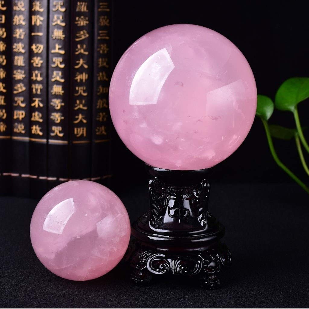 bola de cristal (en la magia occidental) 3.9 pulgadas (100 mm) de la bola de cristal rosado natural con resina de soporte y caja de regalo for la bola decorativa, Fotografía Lensball, Mirando adivinac