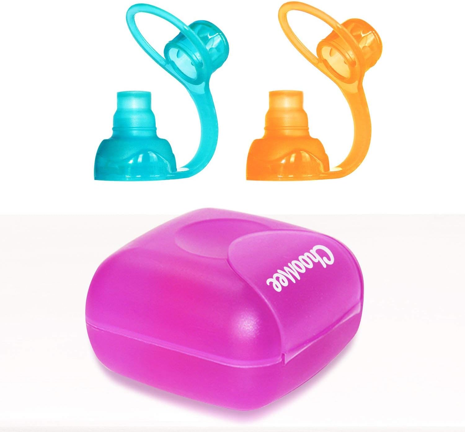 Softsip Food Pouch Tops | Orange Aqua + Purple Travel Case | Prevent Spills And Protect Childs Mouth 3 Piece Set Purple