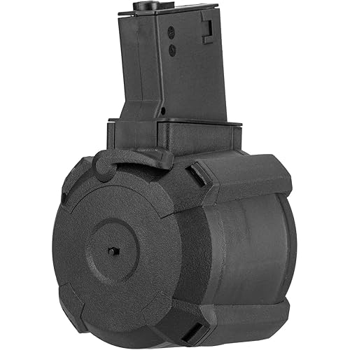 GoldenBall x Sentinel Gears 1200 Rounds Electric Polymer Drum Airsoft Magazine for M4 AEGs, Battery Included - Black