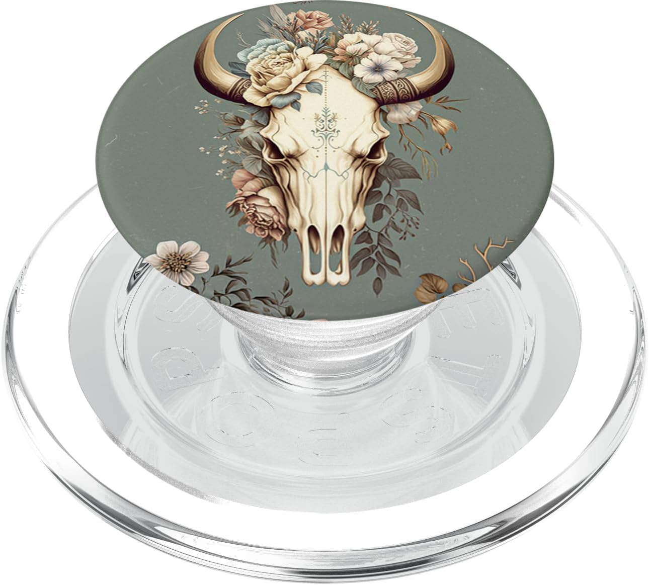 Skull Bull Western Boho Floral Cowgirl Rural for Girl Women PopSockets PopGrip for MagSafe