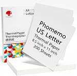 Phomemo M832 Papier thermique 8.5" x 11", 4 Rouleaux US Lettre papier thermo-imprimante, papier à rouleau thermique rapide compatible M832D M832 M834 M835 A285M Imprimante portable