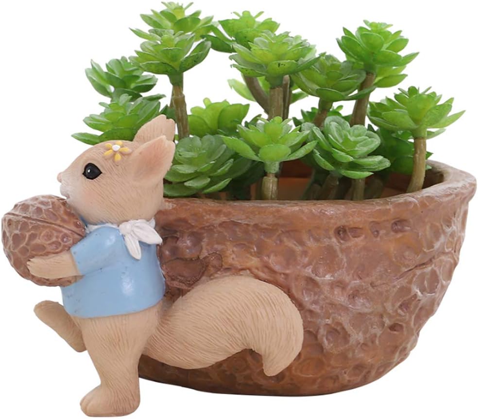 Sun Kea Creative Resin Plants Pots Cute Squirrel Succulent Flower Pots Planter Desk Garden Room Pot Decor