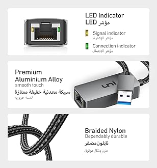 uni USB to Ethernet Adapter, Driver Free USB 3.0 to Gigabit Ethernet LAN Network Adapter, 100/1000 Mbps RJ45 Internet Adapter Compatible with Laptop, MacBook, Surface, PC with Windows, XP, Mac/Linux