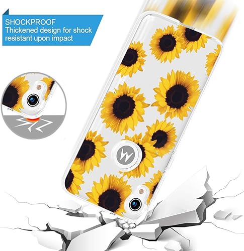 Miniatura 7 de Funda para Moto E6, para MotorolaE6 a prueba de golpes, transparente, floral, suave, flexible, TPU delgada, funda para Motorola Moto E6 2019 Girasol