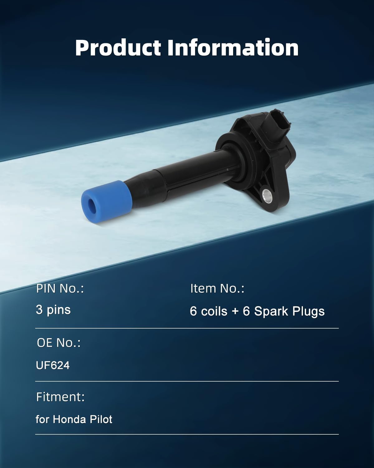 ECCPP 6 ignition coils with 6 iridium Spark Plugs,UF624,coils packs,for Honda Pilot 2009-2015,Ridgeline 2009 2010 2011 2012 2013 2014 &,for Acura RDX 2013-2015,ZDX 2010 2012 2013,3.5L‎ 5C1722
