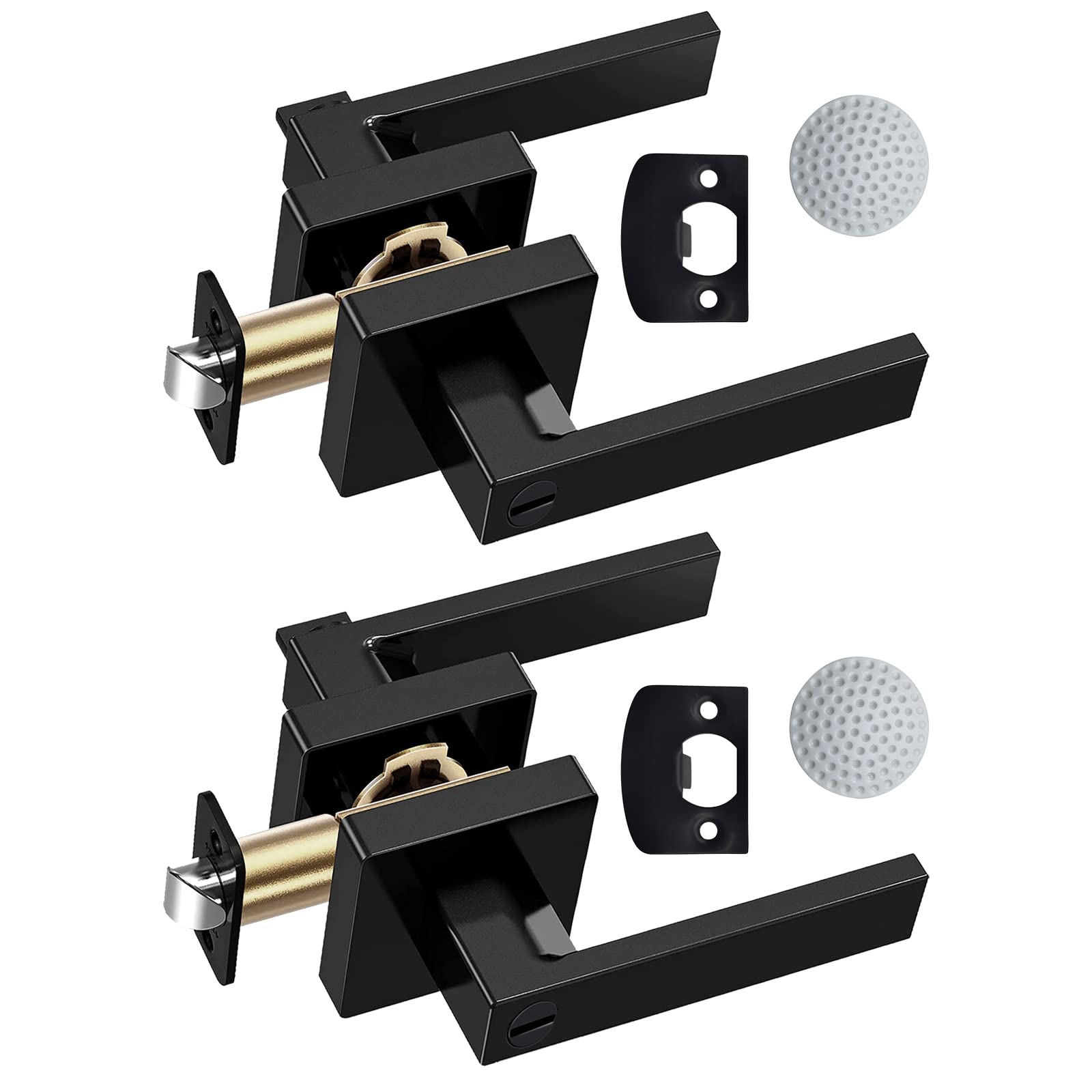 JO.KO Keyless Entry Door Lock, Square Door Lever for Bedroom, Passage Door Privacy Locking Interior/Exterior Entry Door Knob/Heavy Duty