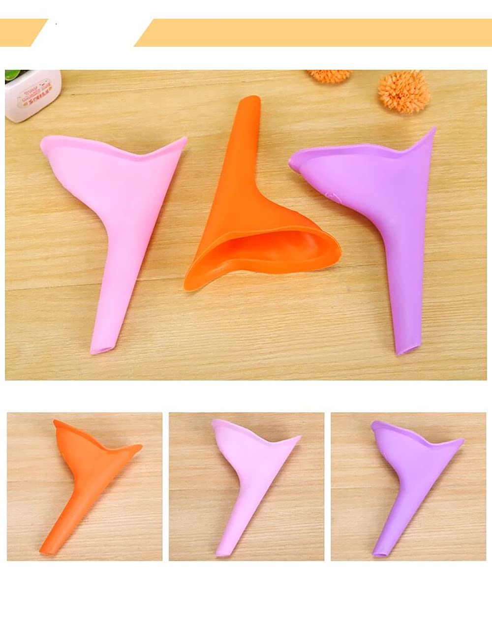 Orinatoio Portatile Donna, 5Pcs Dispositivo per Orinatoio Femminile in Silicone Riutilizzabile Urinatoio Donna Imbuto Pipi Donna in Piedi Campeggio Accessori per Viaggi e Attività All'aria Aperta