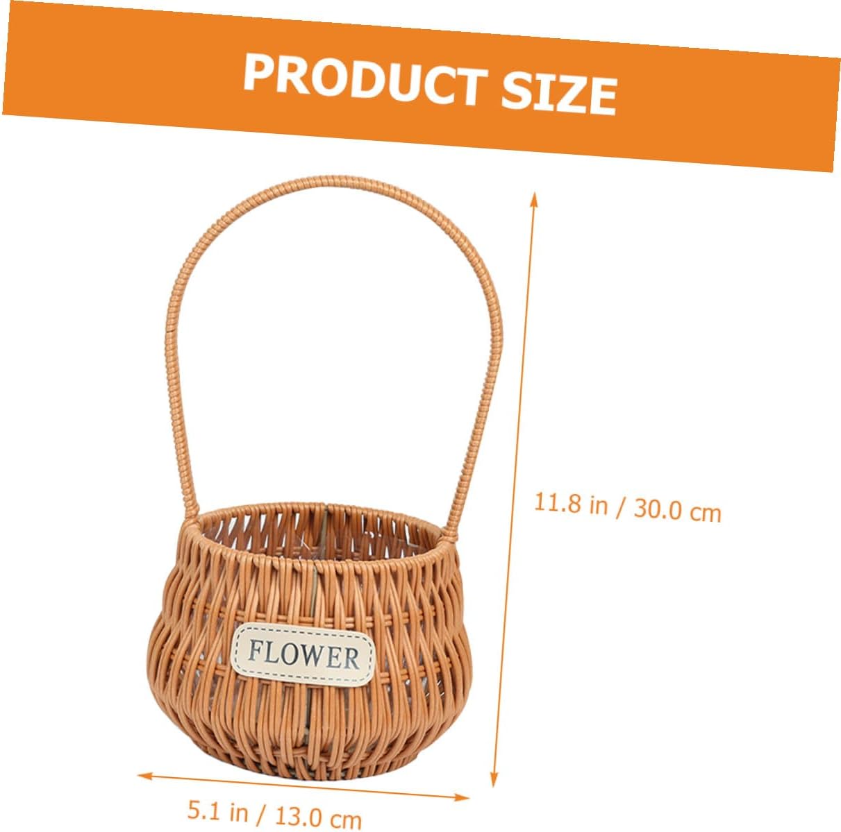 Zerodeko Woven Flower Basket with Handle Rustic Braided Faux Rattan Small Flower Girl Basket for Wedding Ceremony and Floral Arrangement, 1pcs