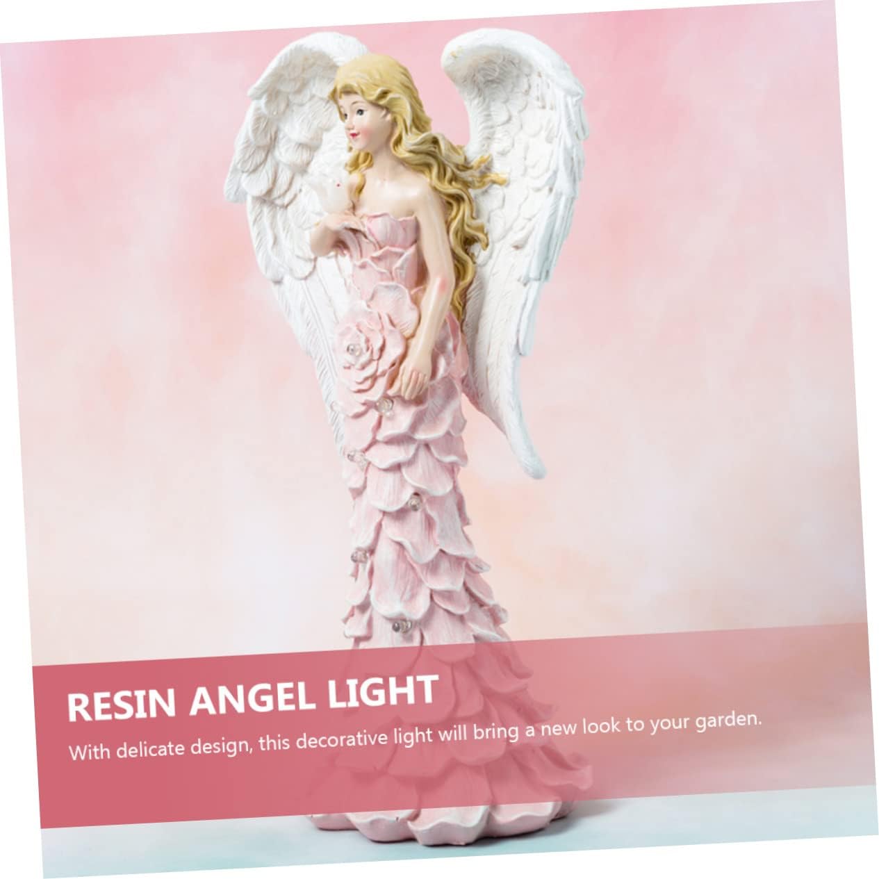 Hemoton Solar Powered Angel Garden Light Decorative Resin Outdoor Sculpture for Patio Angel Lamp for Garden Decor Durable and Lifelike Design for Home