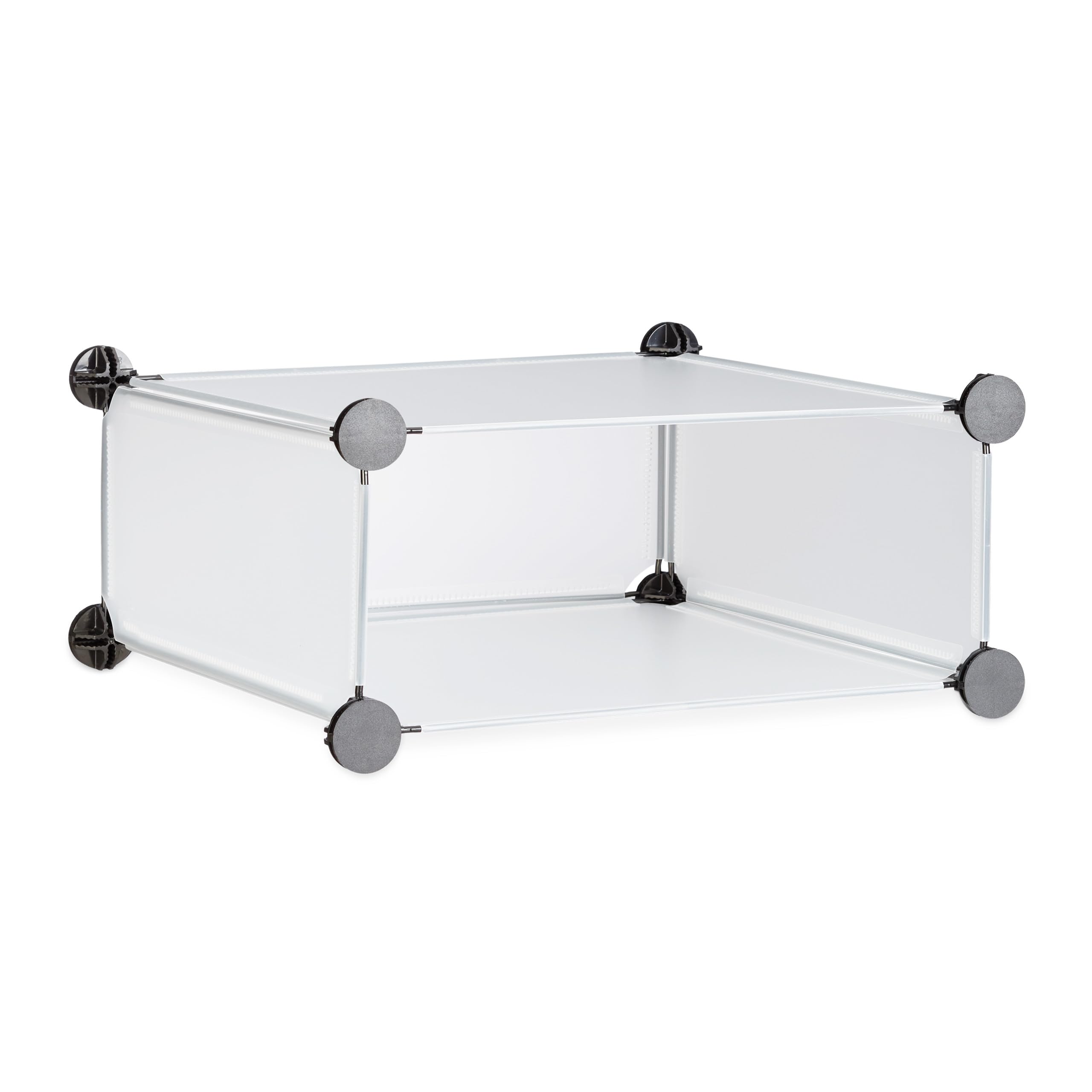 Relaxdays Mueble Zapatero XXL, Estantería Modular Zapatos de Plástico, 12 Cajones y Puertas, 108x94x37 cm, Transparente
