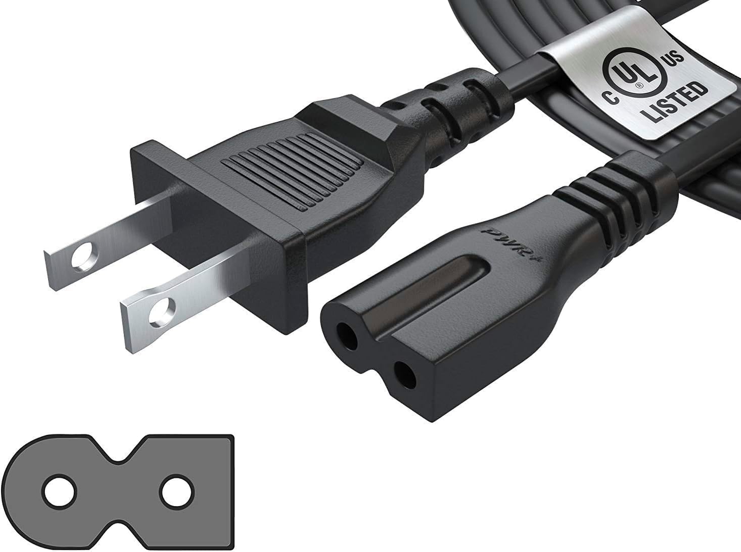 Power Cord for Vizio TV, Bose Speaker, Cable Box Router Arris, Sharp Sanyo Insignia Sound Bar, Singer Brother Baby-Lock Viking Pfaff Sewing Machine - UL Listed