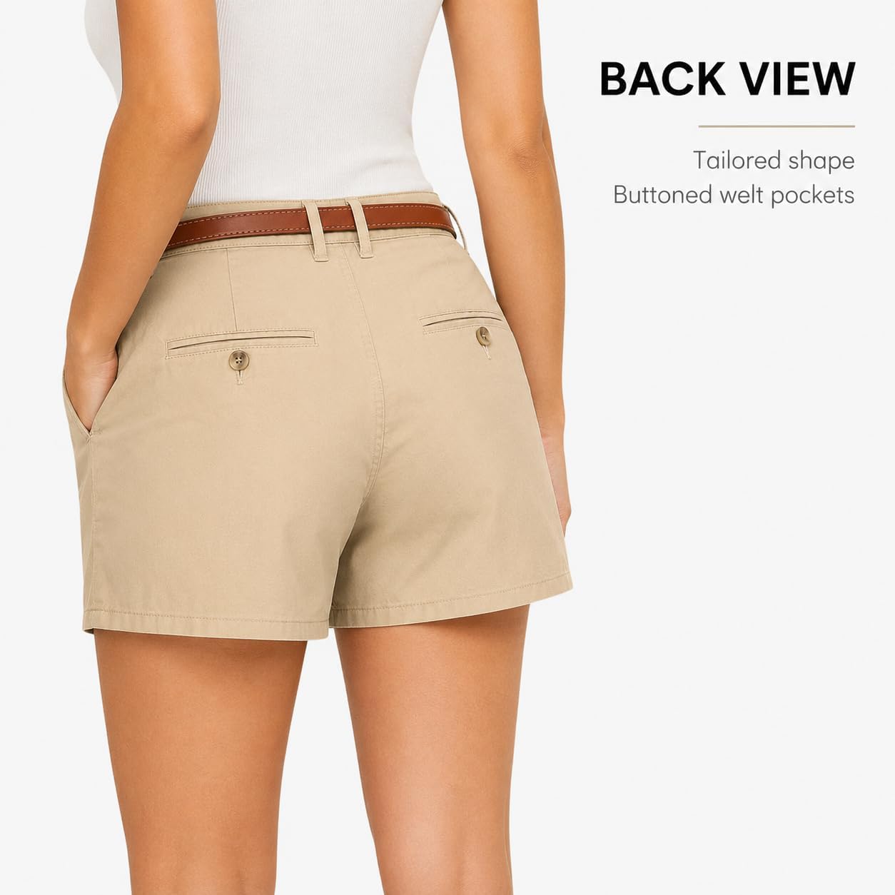 Sunzel Women's Belted Tailored Shorts, Dressy Summer Shorts Pockets