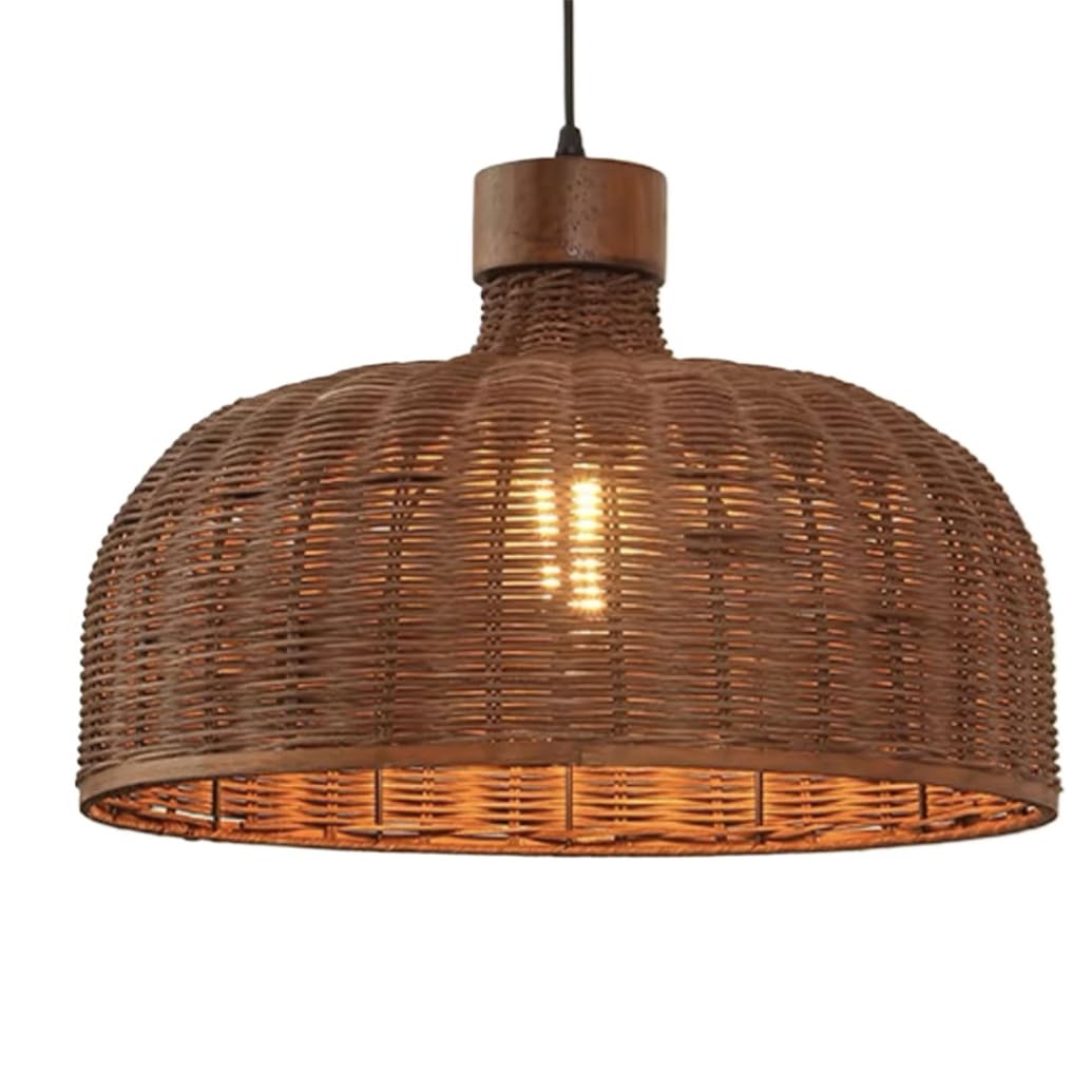 LYMSXAZOU 1 Pack Coastal Pendant Lights Fixture Brown Cone Ceiling Light Chandelier Rattan Handwoven Lamp Shade For Home Decor American Country Adjustable Lampshade