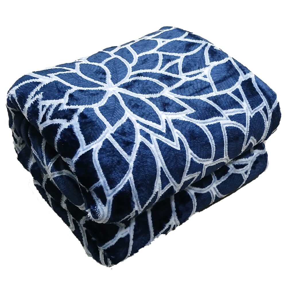 T G HFlannel Fleece Blanket Single Size (160x220) for All Season,Lightweight Plush Fuzzy Cozy Soft Blanket for Bed, Sofa, Couch, Travel, and Camping (Blue)