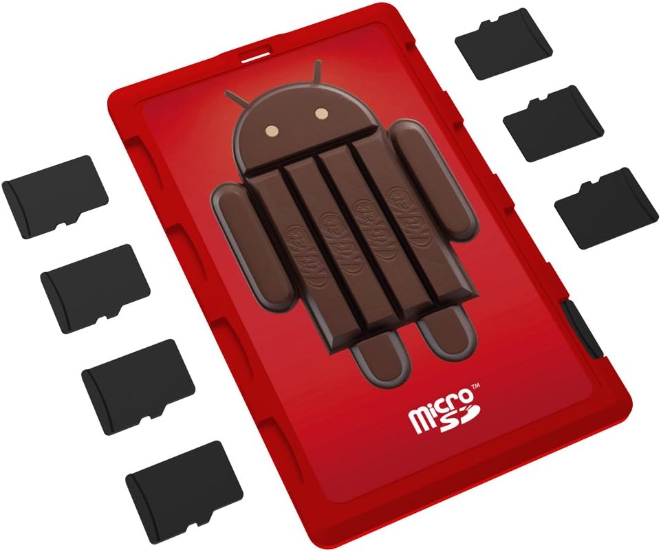 micro8 microSD Memory Card Holder Android KITKAT Edition (Ultra Thin Credit Card Size Holder, writable Label)