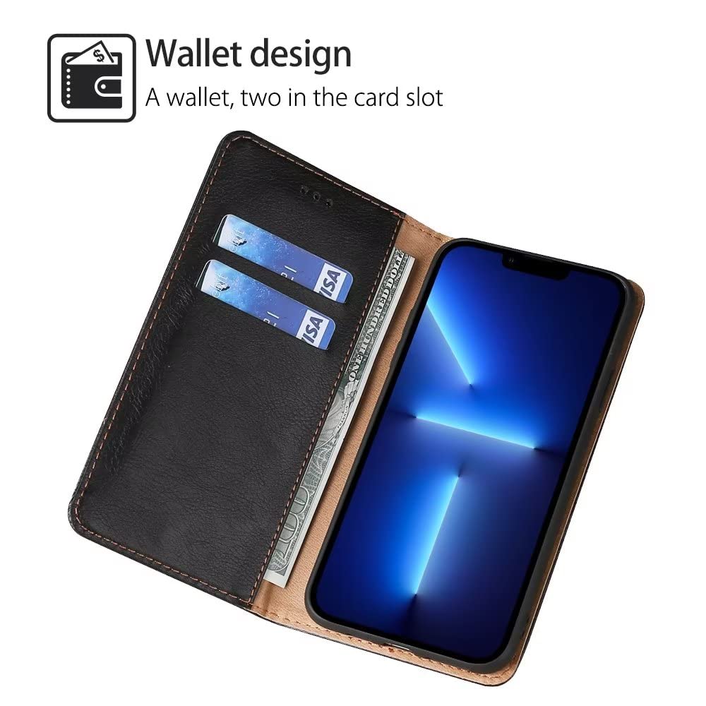 HONLEN Etui kompatybilne z Samsung Galaxy M23 5G, etui na telefon komórkowy (6,6") magnetyczny portfel, skórzane etui ze stojakiem i 2 przegródkami na karty - czarne