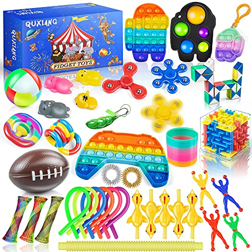 40 Pack Sensory Fidget Toys Set, Autism Special Dimple Sensory Toys Sets for Kids Adults, Stress Relief and Anti-Anxiety Toys Assortment, Special Puzzle Balls Party Favors